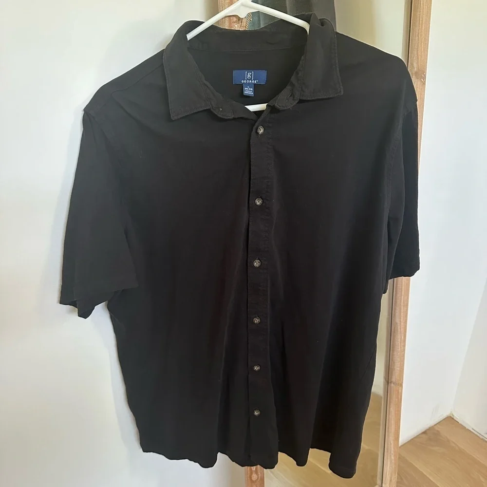 George Men's 100% cotton Black Button-Up Shirt - Picture 1 of 4